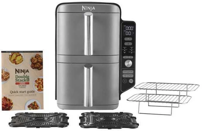 Karšto oro gruzdintuvė Ninja Double Stack XL, 2 lygių, 9,5 l, SL400EU, Tamsiai pilka
