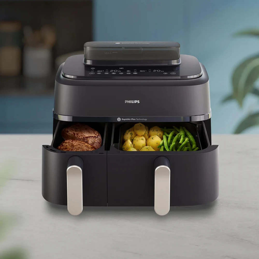 Dviejų krepšelių gruzdintuvė Philips 5000 Series NA551/00 su garų funkcija