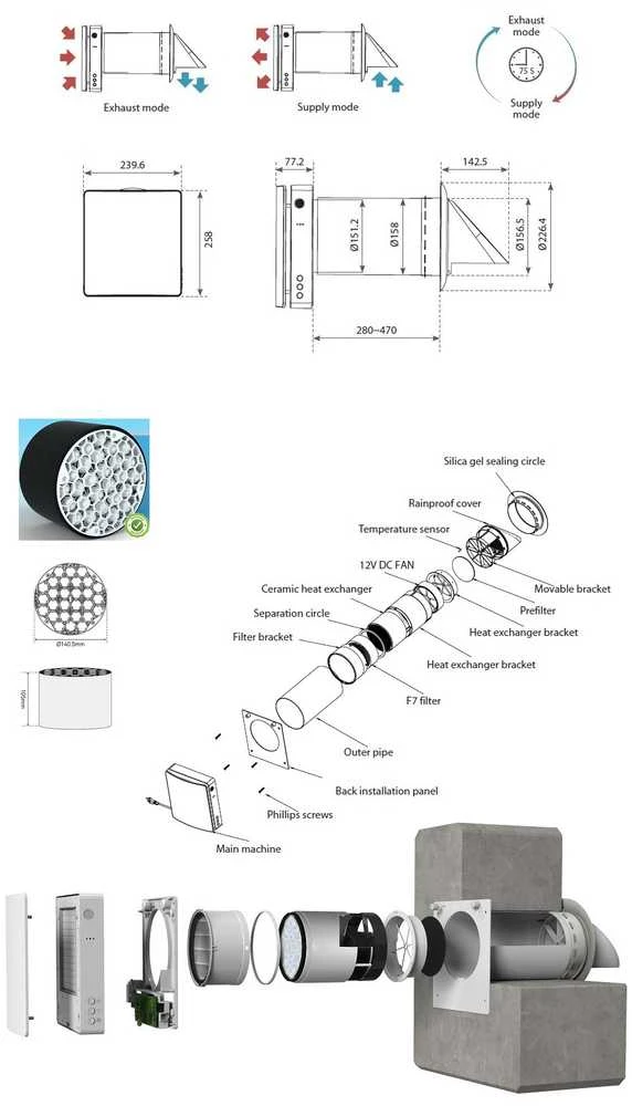 Guangzhou Airwoods Environment Technology Co., Ltd. Ventiliatorius - Energijos Atkūrimo Wi-Fi HEPA Filtras su Automatiniais Jutikliais 46m²