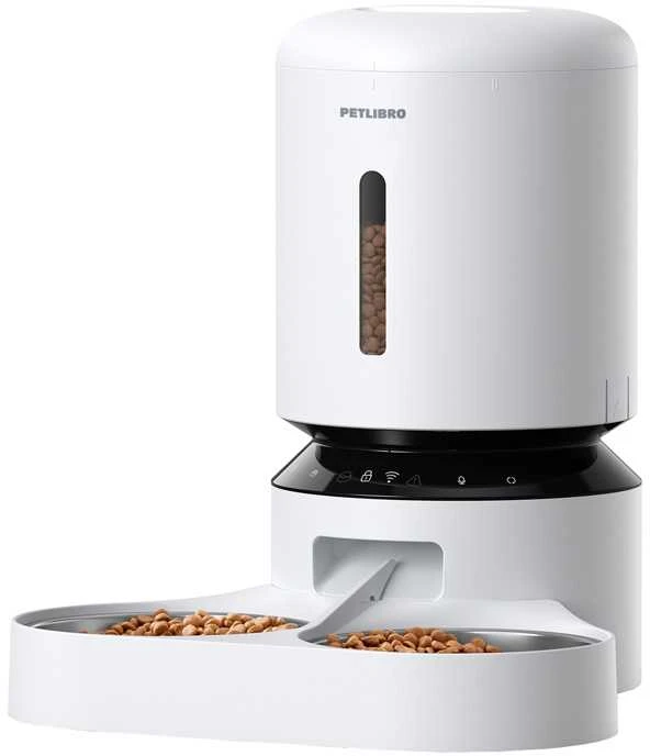 Petlibro Granary maisto dozatorius su dvigubu dubeniu, Wifi, 5L (baltas)