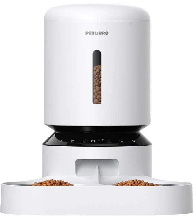 Petlibro Granary maisto dozatorius su dvigubu dubeniu, Wifi, 5L (baltas)