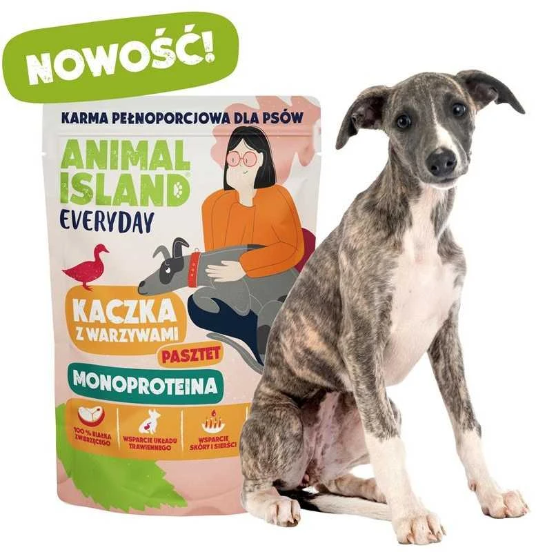 ANIMAL ISLAND Everyday Monoprotein antiena – drėgnas ėdalas šunims – 300g