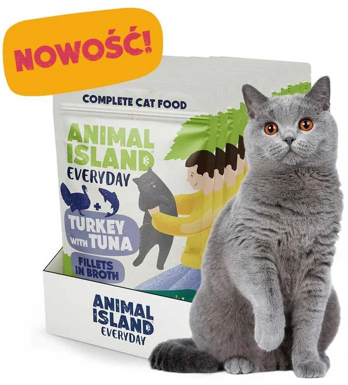 ANIMAL ISLAND kalakutienos ir tuno katei maišeliai 12 x 85 g