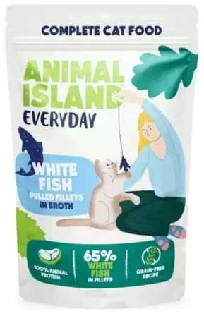 Gyvūnų maistas - ANIMAL ISLAND su balta žuvimi in Broth Wet Cat Food 40x85g
