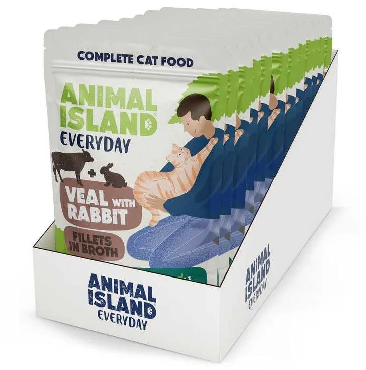 ANIMAL ISLAND veršiena su triušiena saszetki katei 12x85g