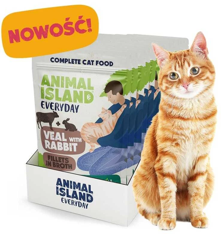 ANIMAL ISLAND veršiena su triušiena saszetki katei 12x85g