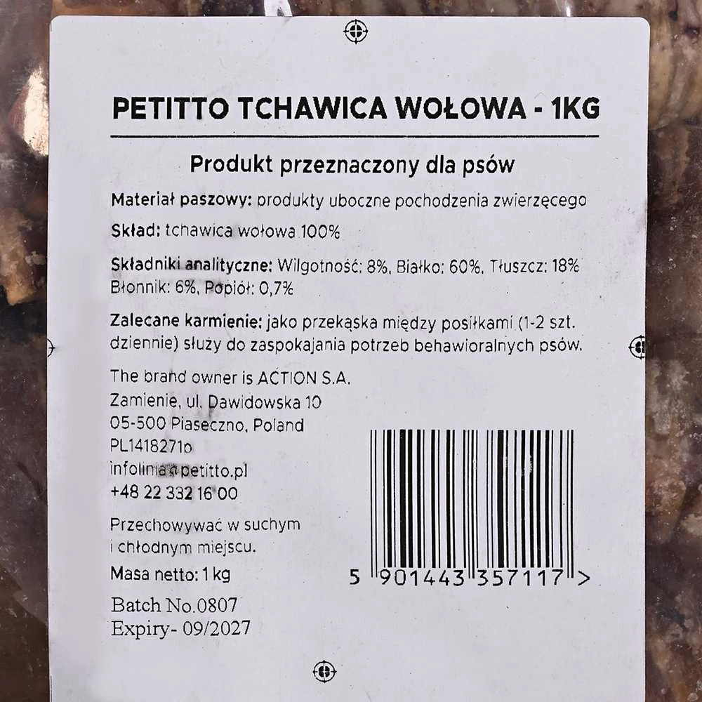 PETITTO jautiena trachea – skanėstas šuniui – 1kg