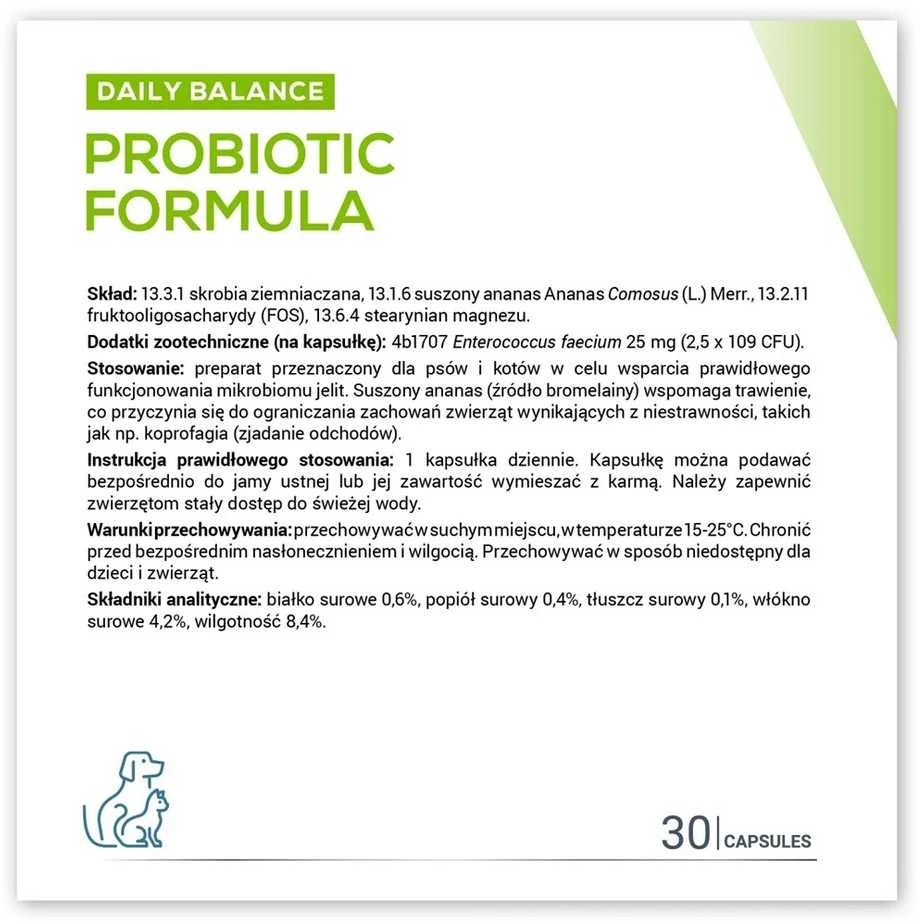 VetExpert Probiotinė Formulė - informacinė pakuotės pusė