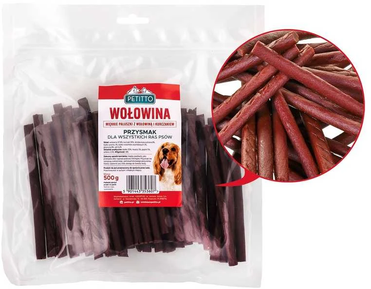 PETITTO - minkšti Paluszki su Wołowiny - Skanėstas šuniui - 500g