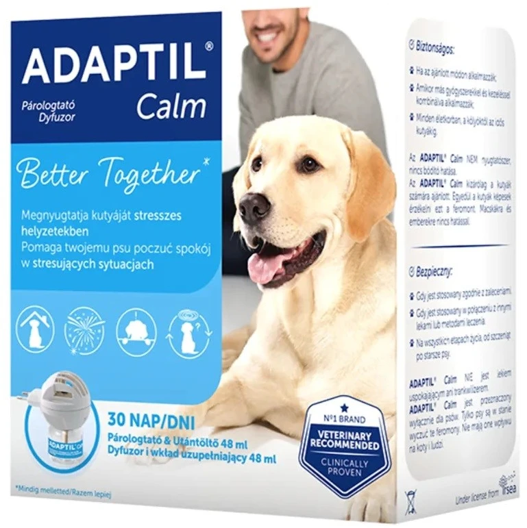 Adaptil Calm difuzorius su šuns atvaizdu pakuotėje