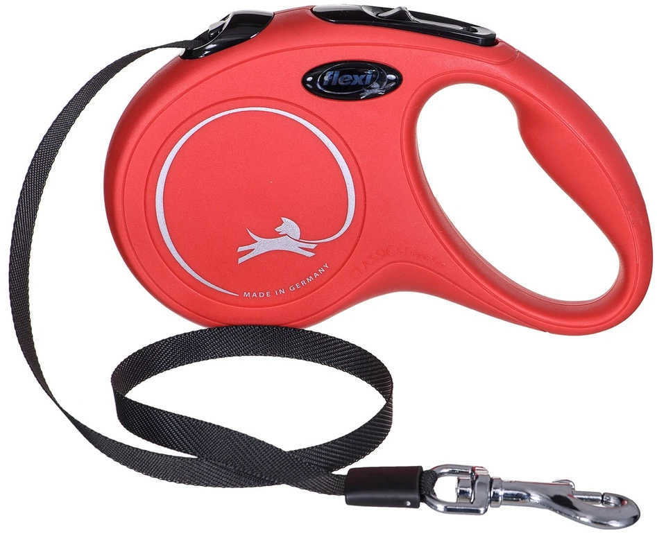 Flexi New Classic S pavadėlis šunims iki 15kg juostinis 5m raudonos spalvos