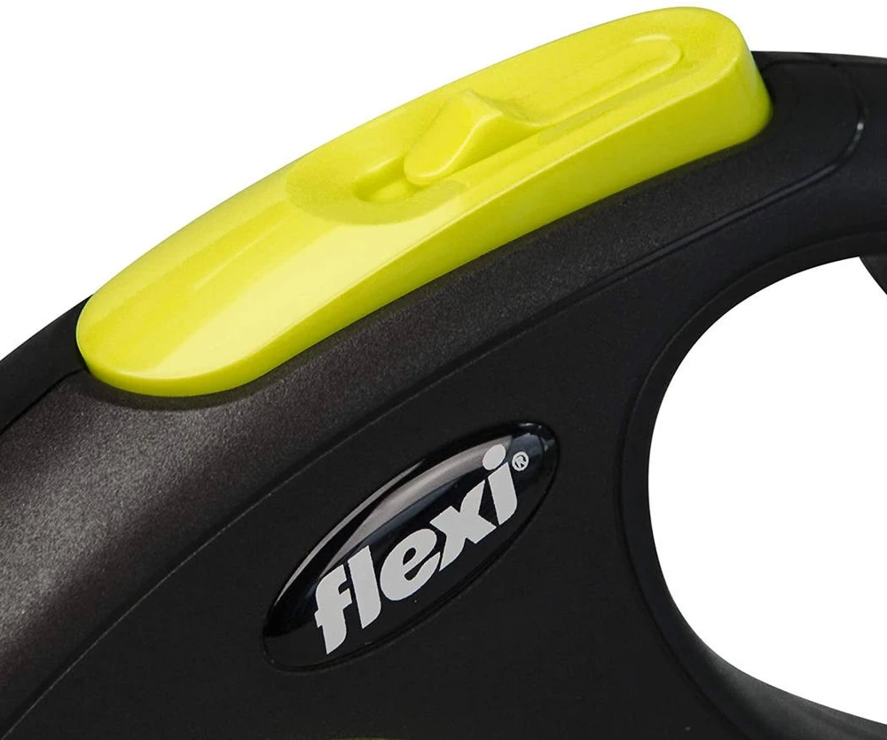 Flexi New Neon M pavadėlis šunims iki 25kg juostinis 5m geltonos spalvos