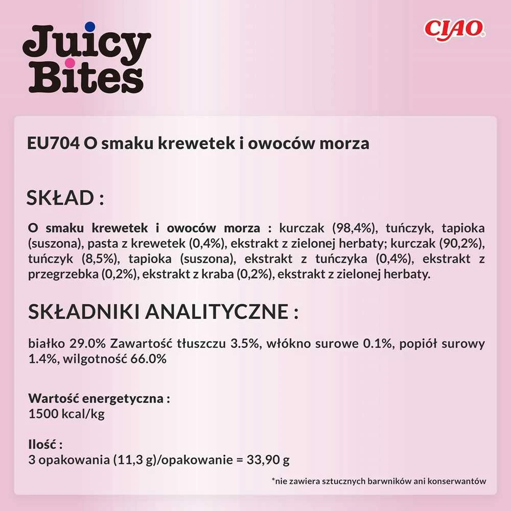 INABA Juicy Bites krevetės ir jūros gėrybės - skanėstai katėms - 3x11,3 g