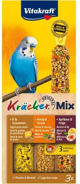 VITAKRAFT Kräcker Mix Kiaušinis, abrikosas, medus - skanėstai banguotoms papūgoms - 3 vnt.
