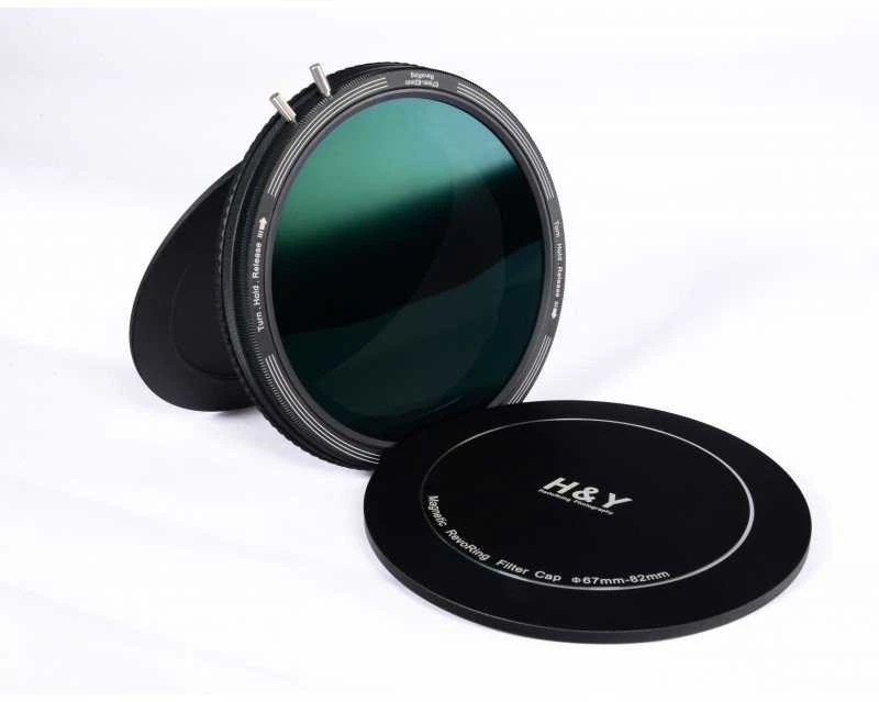 Fotoaparato Priedas - H&Y Revoring Magnetiniai Aliuminiai Dangteliai 58-77 mm Matinė Juoda