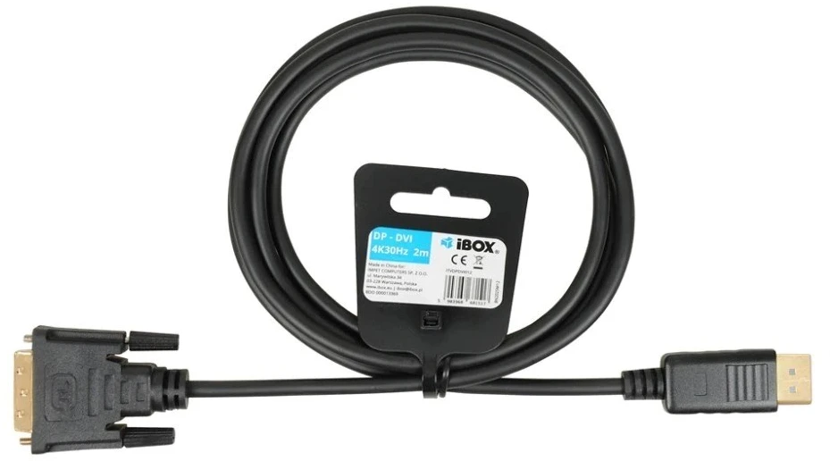 IBox ITVFHDDVI012 HDMI to DVI cable FullHD 1080p 2 m juodas