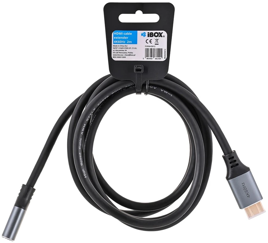 IBox ITVFMHD012 HDMI į HDMI 4K prailginimo kabelis su auksiniu kištuku 2 m