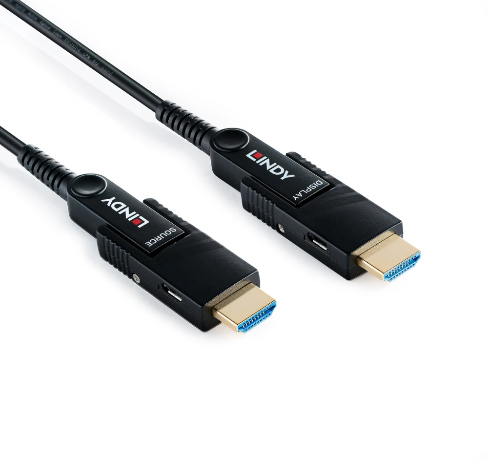 HDMI Kabelis - Lindy 38544 30 M Optinis Hibridinis „Micro-HDMI“ 8K60 Kabelis Juodas
