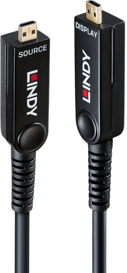HDMI Kabelis - Lindy 38546 50 M Optinis Hibridinis Micro-HDMI 8K60 Kabelis Juodas