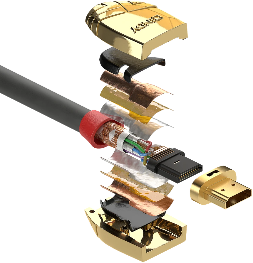 Lindy HDMI 2.0 didelės spartos M/M 5m pilka/auksinis