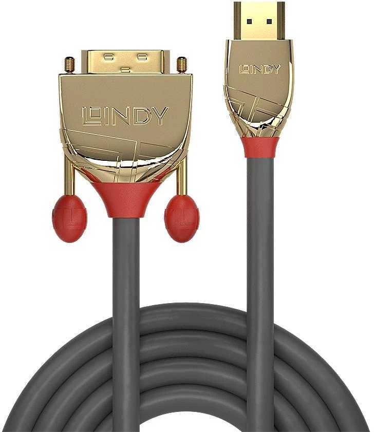 HDMI Laidas - LINDY Gold Line HDMI į DVI-D Laidas, 0.5 m, Pilkas