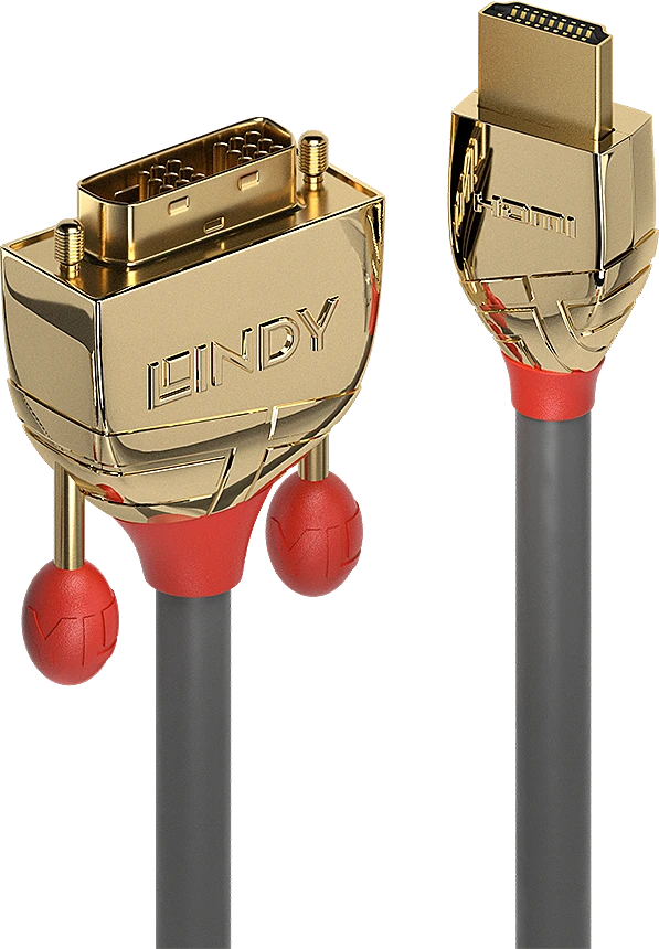 HDMI Laidas - LINDY Gold Line HDMI į DVI-D Laidas, M/M, 1920x1200@60Hz, 15 m, Pilkas