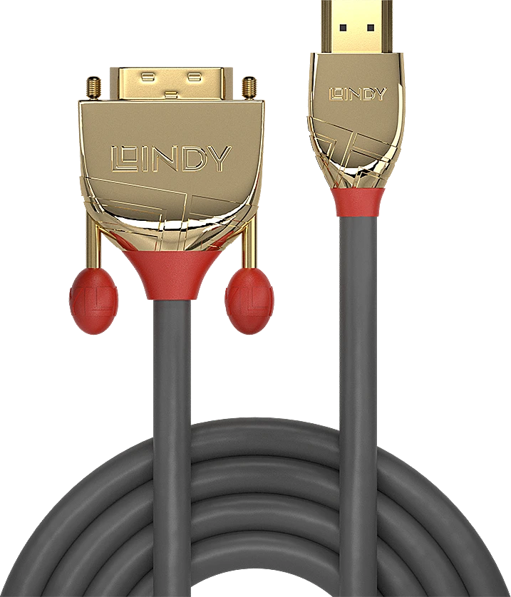HDMI Laidas - LINDY Gold Line HDMI į DVI-D Laidas, 5 m, Pilkas