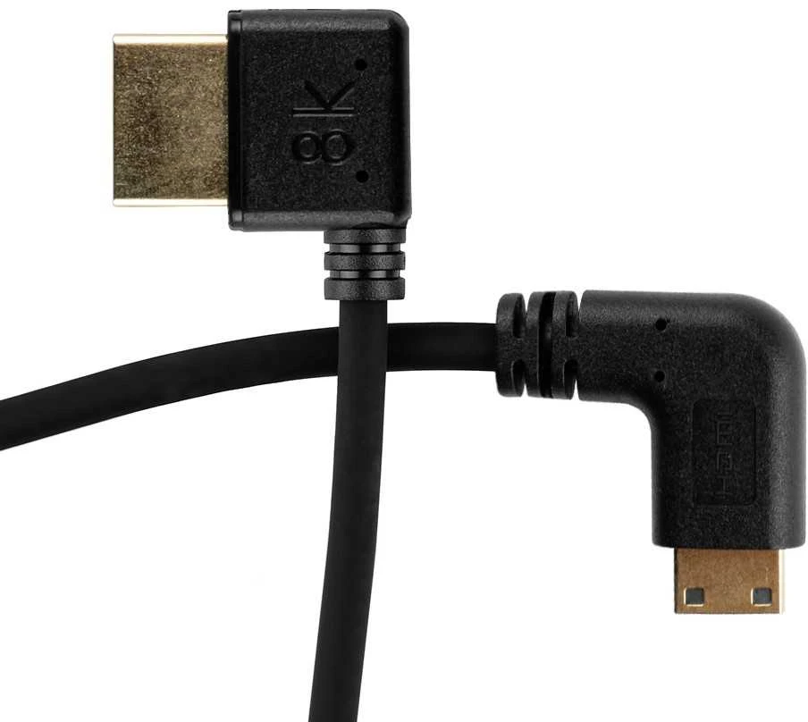 Lanksti 8K HDMI į Mini HDMI jungtis 90 laipsnių kampu