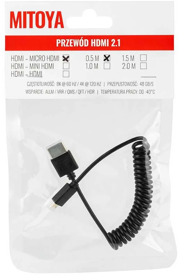 HDMI į micro HDMI spiralinis laidas pakuotėje