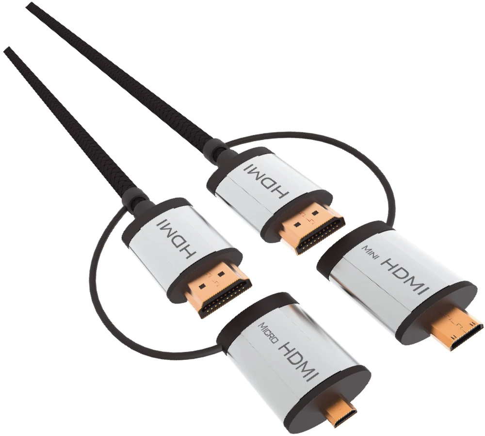 HDMI Laidas - Omega 1,5 m HDMI Laidas Su MicroHDMI/MiniHDMI Adapteriais