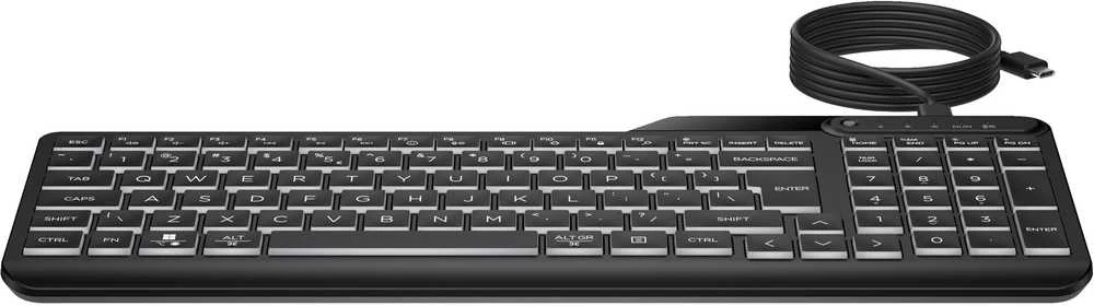 Klaviatūra HP 400 su pašvietimu su laidu 96% su pašvietimu juoda
