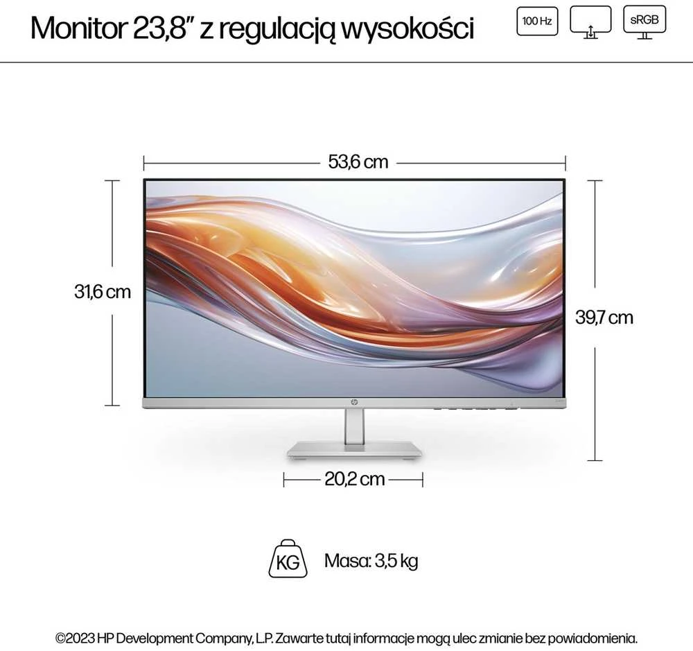 Hewlett Packard (HP) Monitorius - HP 23.8 colių Series 5 FHD 1920x1080 Aukščio Reguliuojamas