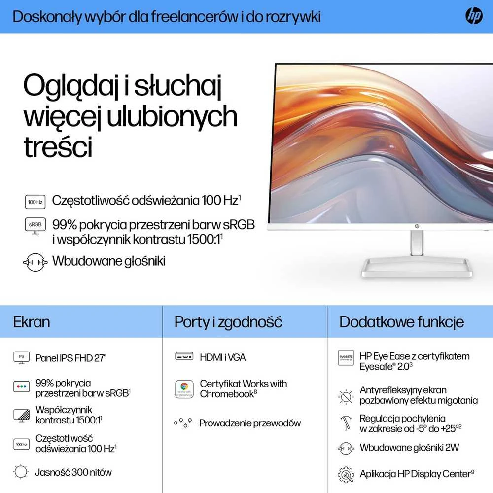 Hewlett Packard (HP) Monitorius - HP Series 5 27" FHD 1920x1080 5ms su Garsiakalbiais HDMI VGA