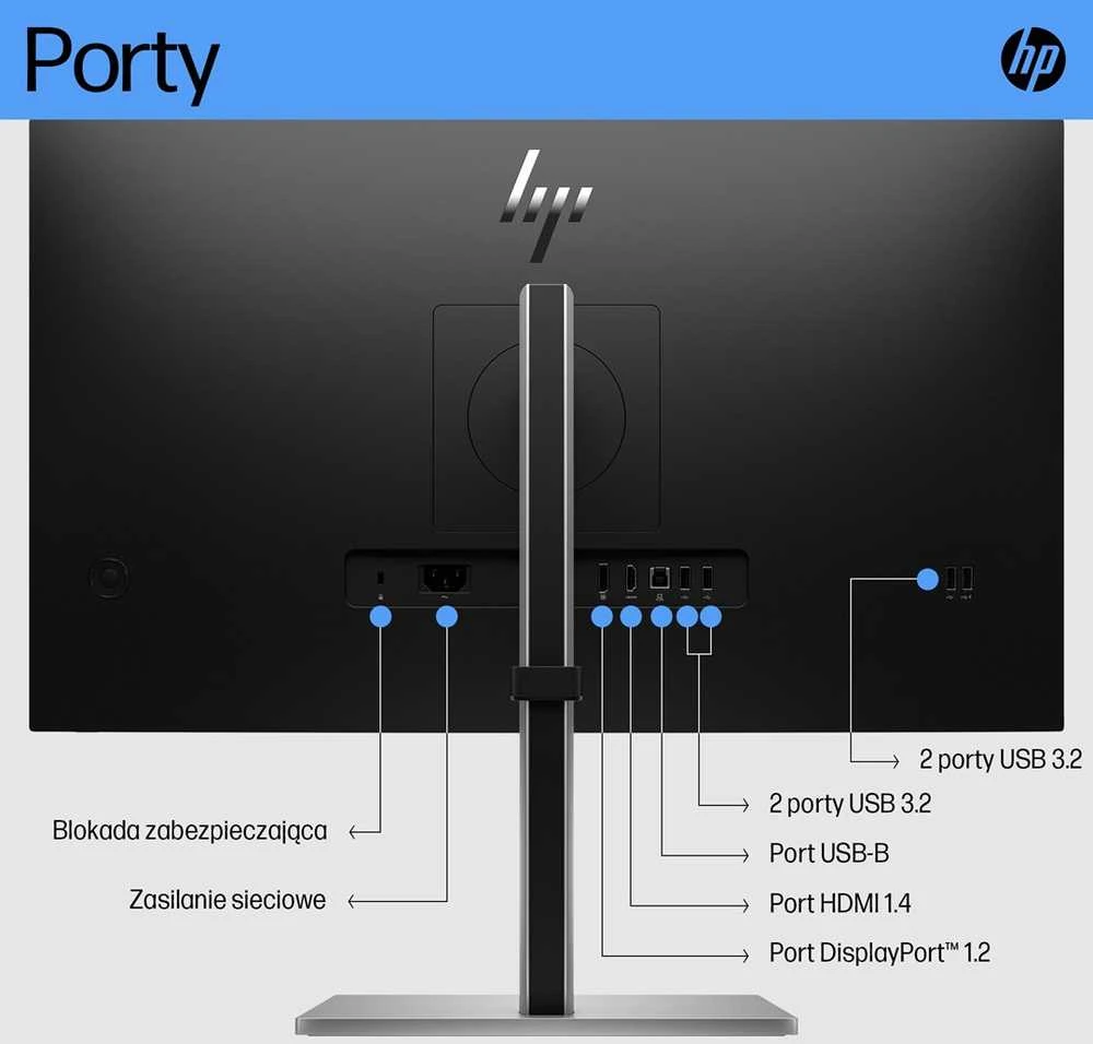 Hewlett Packard (HP) HP E27 G5 FHD monitorius – 27 colių 1920x1080 FHD 300 nitų 75 Hz AG, IPS, HDMI/DisplayPort, 4x USB-A, reguliuojamas aukštis / pakreipimas / pasukamas / pasukamas, 3 metai