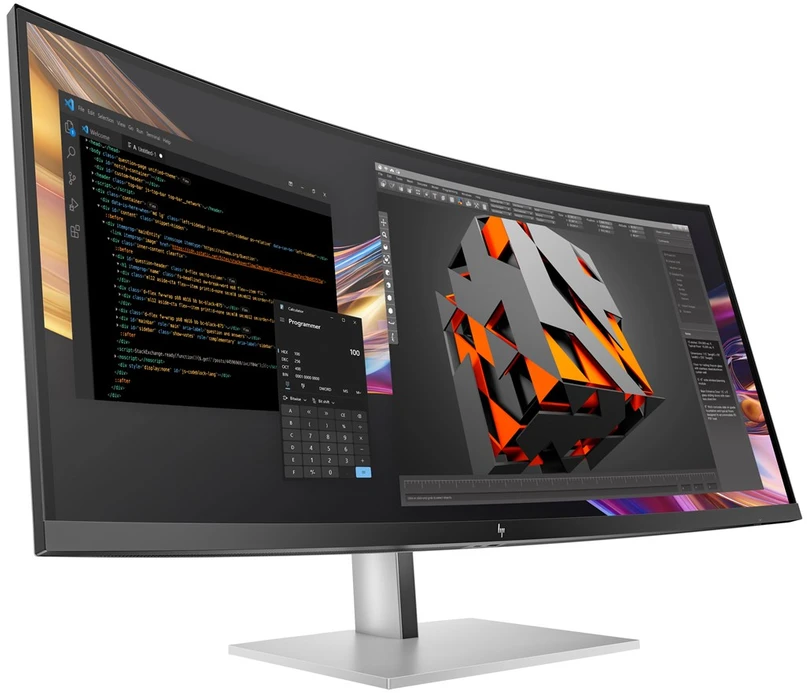 HP 738pu serijos 7 Pro lenktas TB4 įkrovimo monitorius - 37.5" 3840x1600 WQHD+ 400 nitų 60Hz AG, lenktas, IPS Juodas HDR 400, USB-C (100W/65W/15W)/HDMI/ DP Daisy-Chain, 5x USB-A, garsiakalbiai, RJ-45 LAN, reguliuojamo aukščio / pakreipimo / pasukimo, 3 metai (Z38c)
