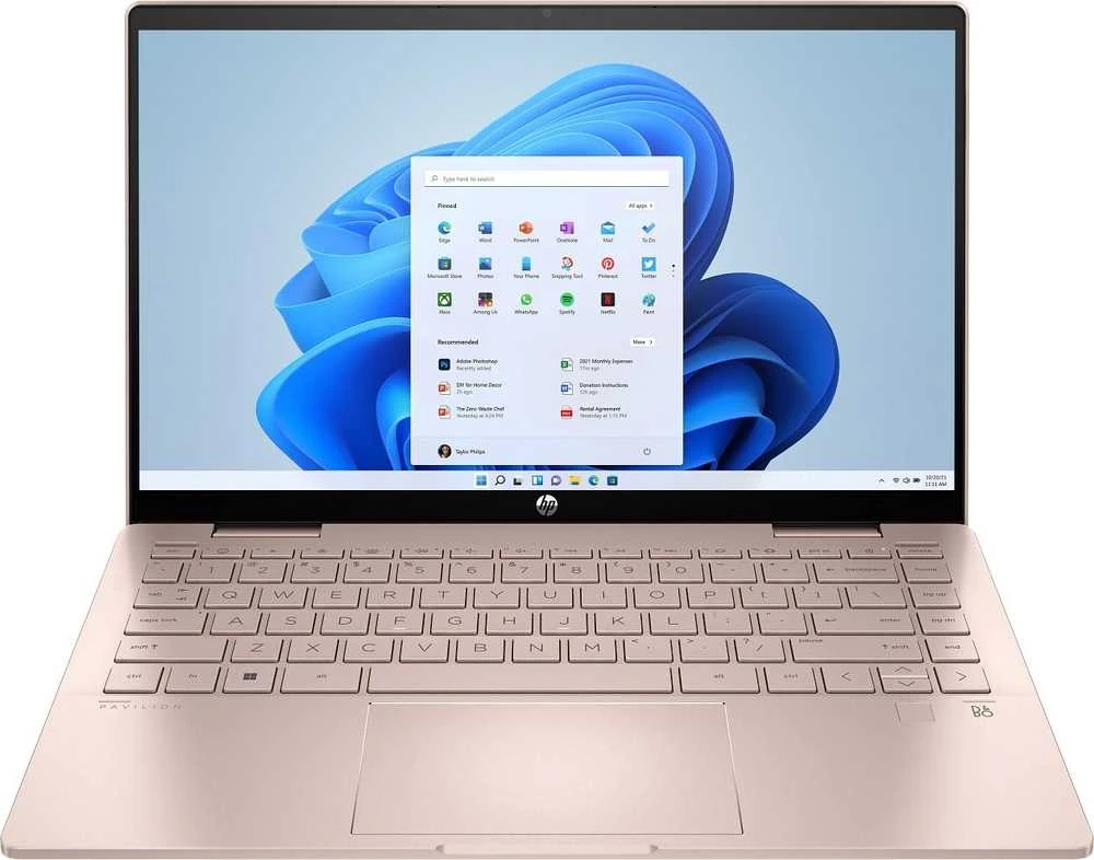HP Pavilion x360 2-in-1 Nešiojamas kompiuteris 14-ek2000ny - Core 5-120U, 16GB, 512GB SSD, 14 FHD 300-nit Touch, 5MP cam, US klaviatūra su pašvietimu, 43Wh, Pale golden rose, Win 11 Home, 1 metai