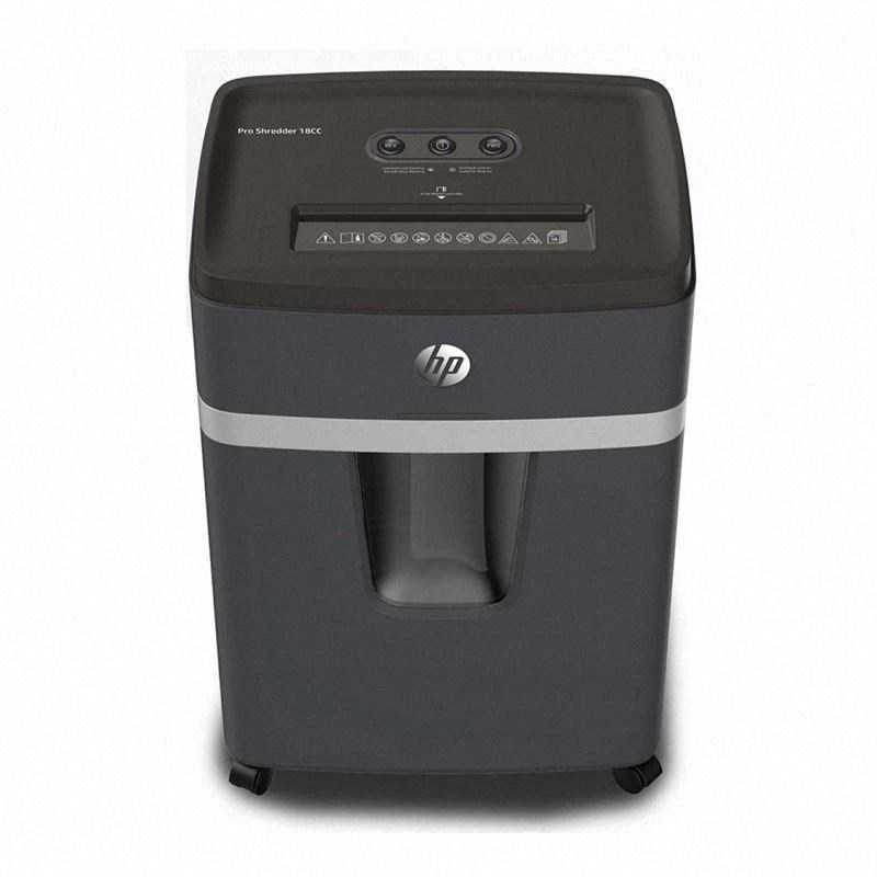 Hewlett Packard (HP) HP PRO SHREDDER 18CC dokumentų smulkintuvas, nupjautos lapų dalys, P-4, 18 kortelių, 25l, tamsiai pilkos spalvos