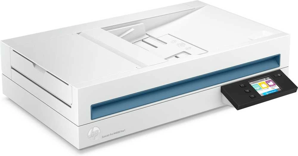 Skeneris Hewlett Packard (HP) „HP ScanJet Pro N4600 fnw1“ skaitytuvas – A4 spalvotas 600 dpi, plokščias nuskaitymas, automatinis dokumentų tiektuvas, automatinis dvipusis, OCR / nuskaitymas į tekstą, 40 ppm, 10 000 puslapių per dieną