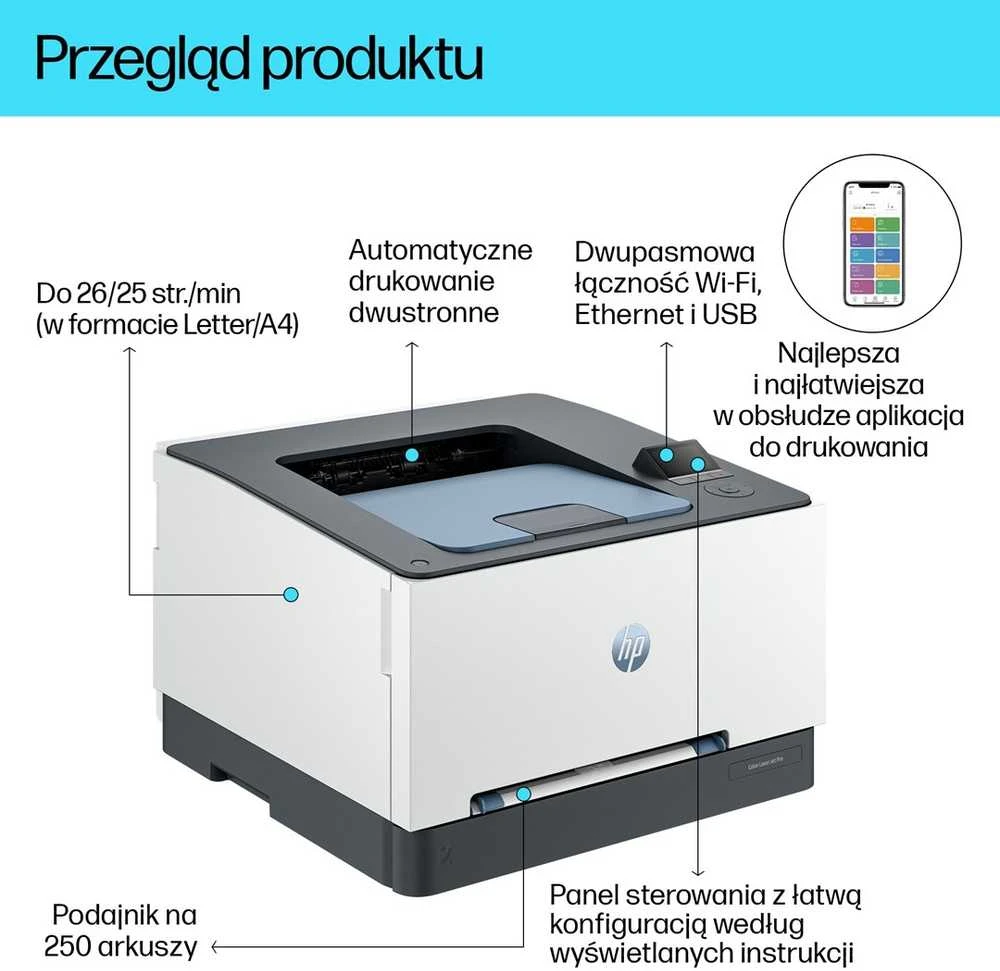 HP Color LaserJet Pro 3202dw Spausdintuvas - A4 Color lazerinis, Print, Auto-Duplex, LAN, WiFi, 25ppm, 150-2500 pages per mėnesį (pakeičia M255dw)