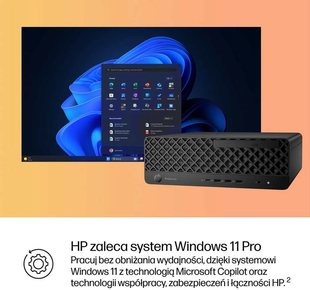 Stacionarus kompiuteris Hewlett Packard (HP) HP ProDesk 4 SFF G1i AI PC Intel Core Ultra 5 225 16 GB DDR5-SDRAM 512 GB SSD Windows 11 Pro Juodas