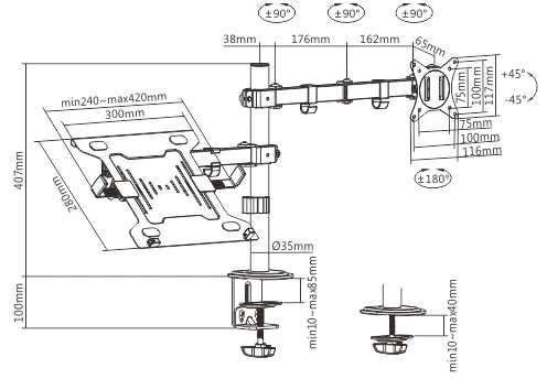 Hismart 17”-32” monitoriaus ir 10”-15.6” nešiojamo kompiuterio laikiklis