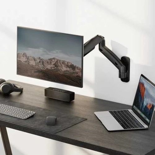 Hismart 17”-32” monitoriaus spyruoklinis sieninis laikiklis, juodas