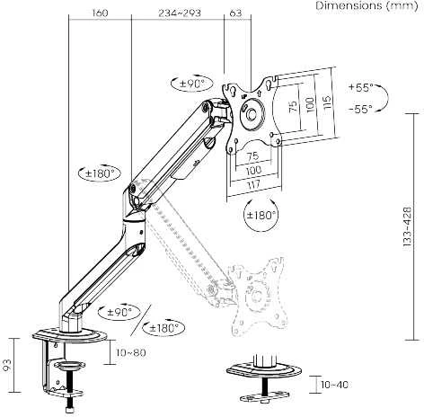Hismart 17“-32“ monitoriaus spyruoklinis laikiklis