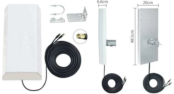 Hismart MIMO antena su montavimo priedais ir matmenimis