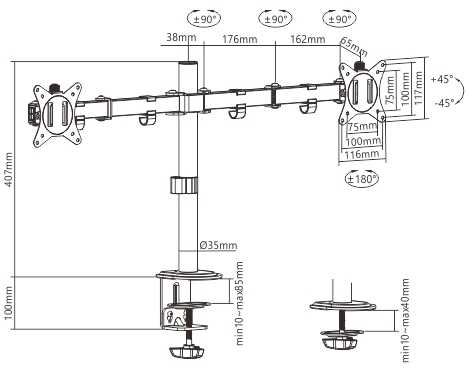 Hismart Dviejų 17”-32” monitorių laikiklis