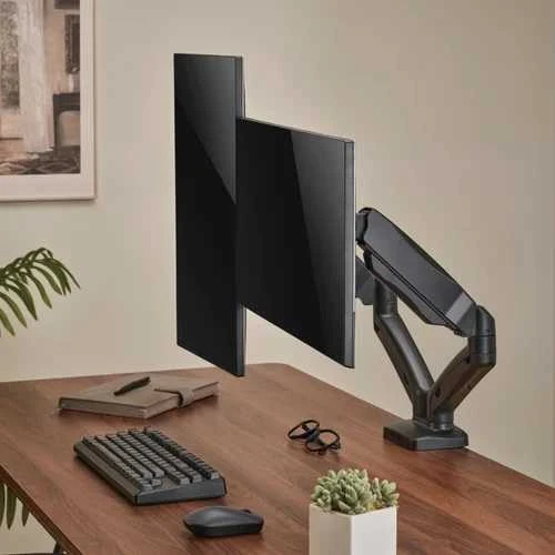 Hismart Dviejų 17”-32” monitorių spyruoklinis laikiklis, juodas
