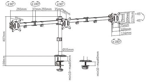 Hismart Trijų 17”-27” monitorių laikiklis