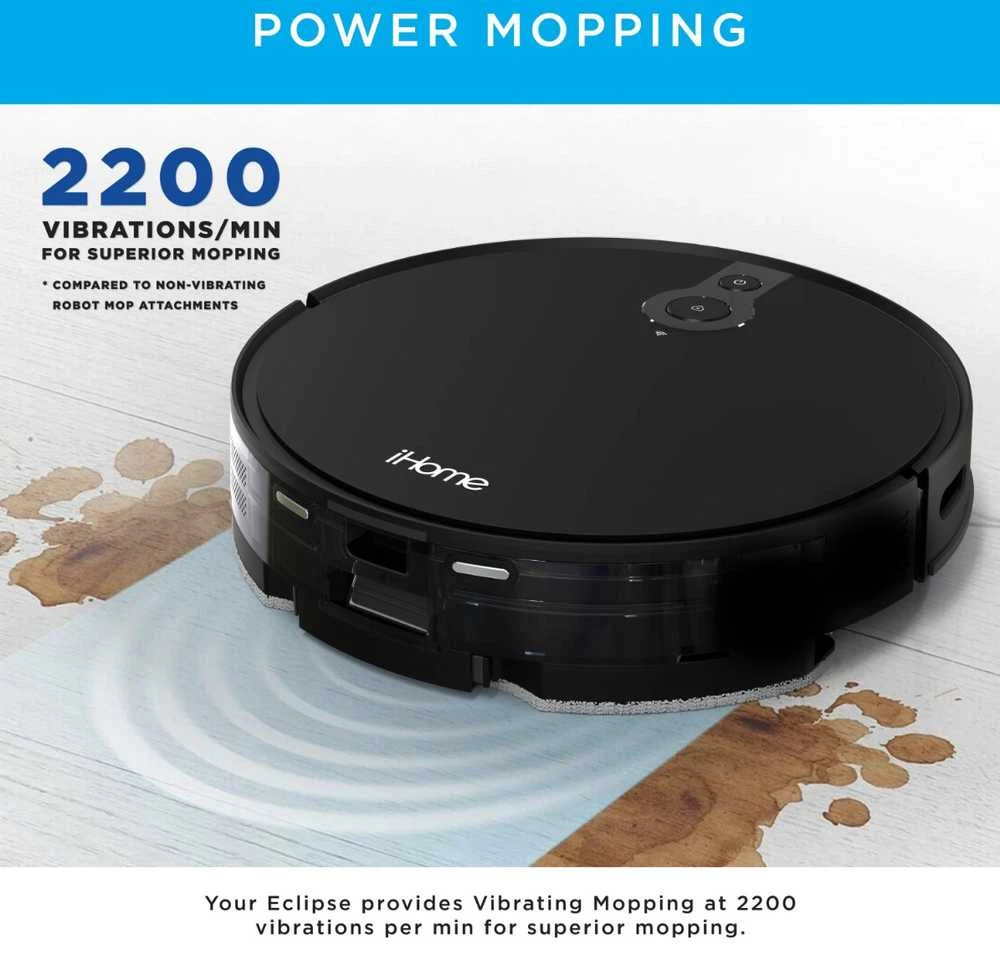 iHome iHRV10Y-BLK AutoVac Eclipse Robotas Dulkių Siurblys, Juodas