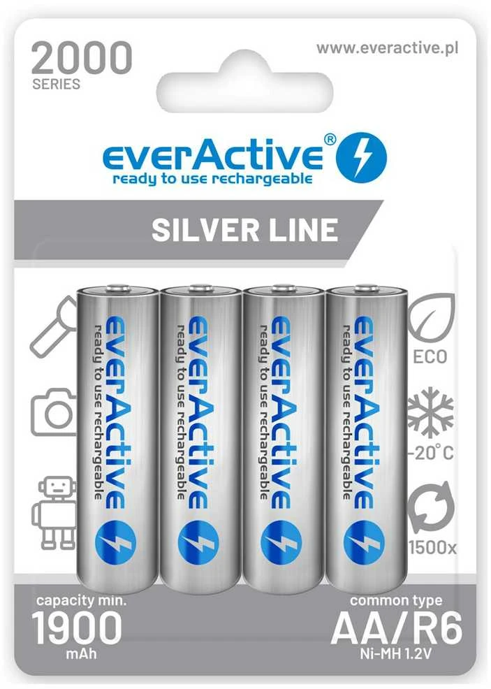Baterija - „everActive Ni-MH R6 AA“ 2000 mAh „Sidabrinis Line 1.2V“