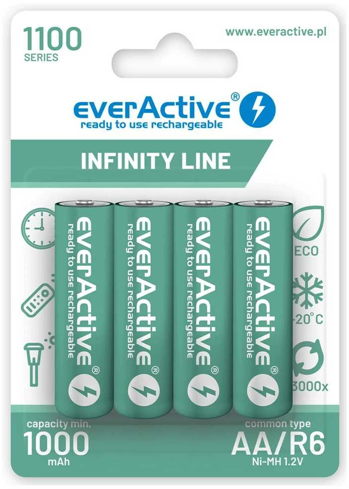 EverActive AA 1100 mAh baterijos pakuotėje